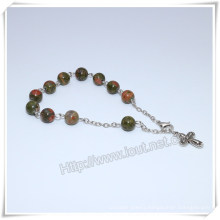 Catholic Rosary Stone Bead Rosary Bracelet, Religious Rosaries (IO-CB179)